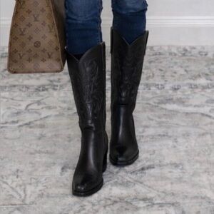 🆕Black vegan Leather Cowboy Boots 7